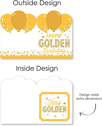 Miniatura 5 de Big Dot of Happiness Golden Birthday – Tarjeta de felicitación gigante de feliz cumpleaños – Tarjeta jumborifica de forma grande – 16.5 x 22 pulgadas