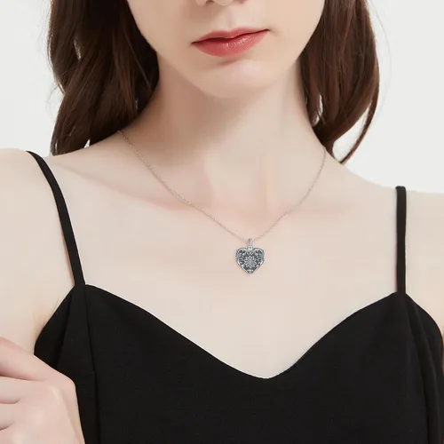 Miniatura 111 de Collar con colgante de urna de cenizas de cremación y árbol de la vida para mujer, plata de ley US1