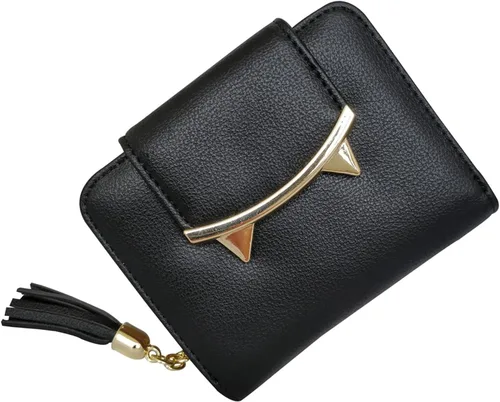 heysun Mujer adorable pequeño cartera Orejas de gato cartera Dinero Clip Tarjeta de diseñador caso, negro