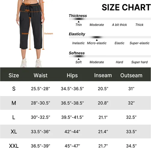 Miniatura 8 de ChinFun Pantalones capri de senderismo para mujer, de secado rápido, resistentes al agua, UPF 50+