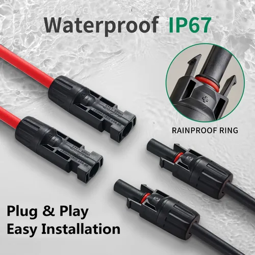 Miniatura 5 de Conectores solares en Y, adaptador paralelo de cable de 10AWG para panel solar (Rojo y Negro)