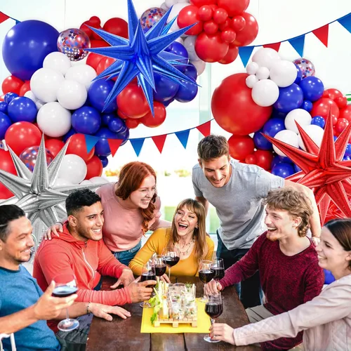 Miniatura 5 de Kit de arco de guirnalda de globos rojos, blancos y azules, 5, 10, 12, 18 pulgadas, globos de látex de confeti rojo, blanco y azul