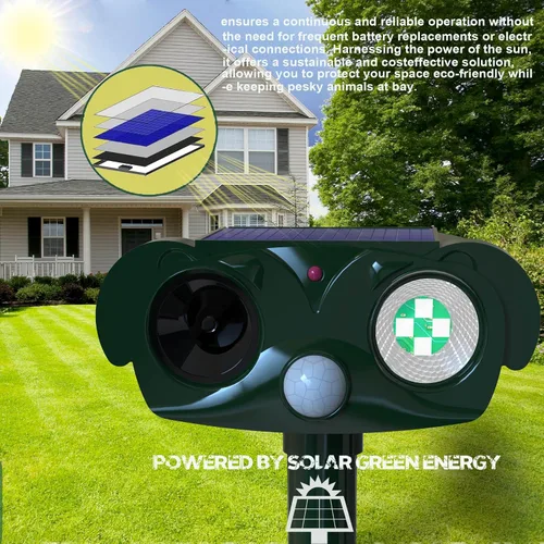 Miniatura 4 de Repelente ultrasónico para gatos para exteriores, repelente de mapache para gatos, disuasorio ultrasónico, protección de 360° para tu hogar, jardín