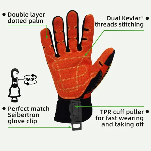 Miniatura 4 de Seibertron Guantes de aceite y gas de rescate de seguridad resistentes a los cortes, resistentes a los cortes, mecánicos antiimpactos, serie