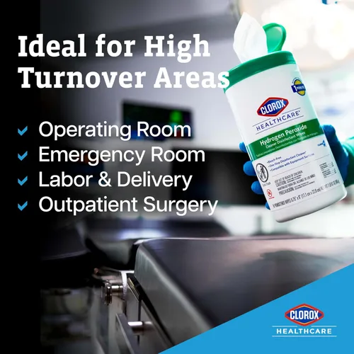 Miniatura 4 de Clorox Healthcare Toallitas desinfectantes limpiadoras de peróxido de hidrógeno, 12 x 11 pulgadas, cubo, 185 unidades (el paquete puede variar)
