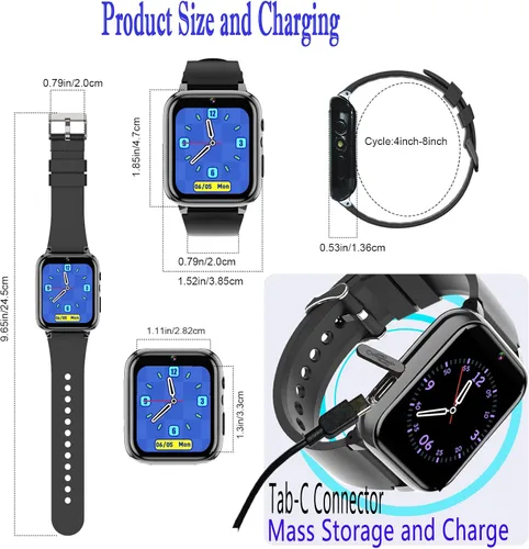 Miniatura 9 de Reloj inteligente para niños, reloj inteligente para niñas y niños con 26 juegos, grabadora de video y reproductor, calendario podómetro, linterna