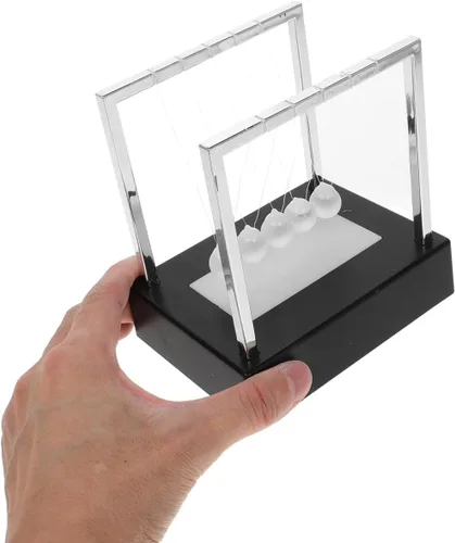 Miniatura 6 de SEWACC Newton's Cradle Balance - Bolas de péndulo para decoración de oficina con base negra, escritorio con luz LED, bolas cinéticas oscilantes