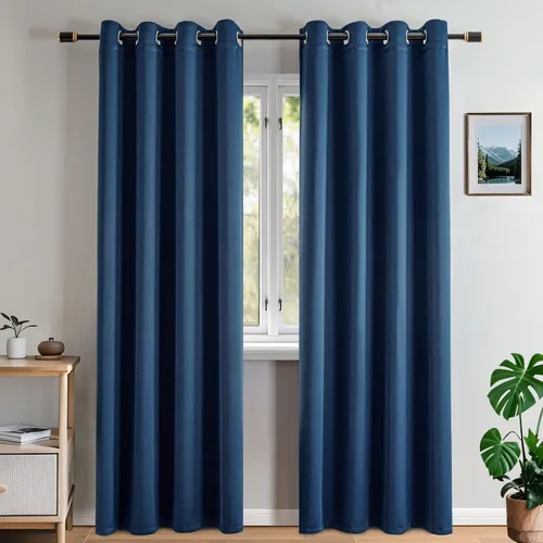 Miniatura 44 de Cortinas opacas para sala de estar, cortinas 100% opacas de 90 pulgadas de largo, juego de 2 paneles de 2 paneles, con aislamiento térmico, pestaña