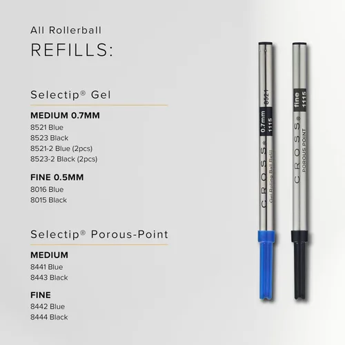 Miniatura 8 de A.T. Cross-Recambios para bolígrafo de gel Selectip de tinta mediana, Negro