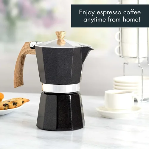 Miniatura 6 de Primula Cafetera espresso de aluminio para estufa, cafetera percoladora para moka, café cubano, capuchino, café con leche y más, perfecta para Negro