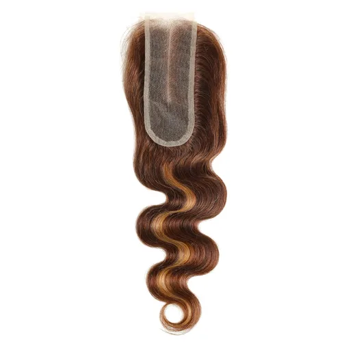Miniatura 49 de ALHER Long Deep Part 2x6 Closure Body Wave Honey Blonde Highlight, Ombre Brown and Blond 2x6 Kim K Transparent HD Lace Closure Pre Plucked With Baby