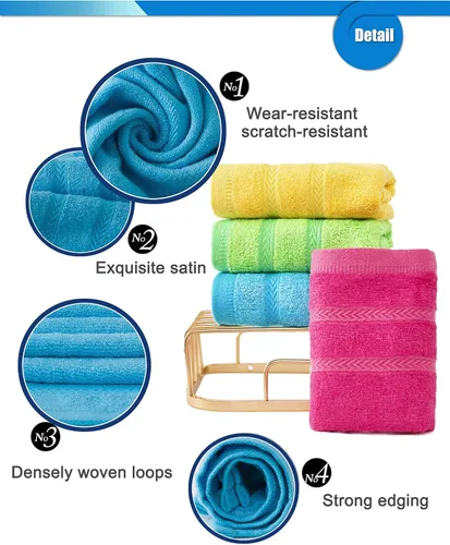 Miniatura 4 de MEMRUI Toallas Multicolor para Puntas de los Dedos para Baño - Toallas Faciales para Niños, 10 x 18 Pulgadas, 8 Piezas en 4