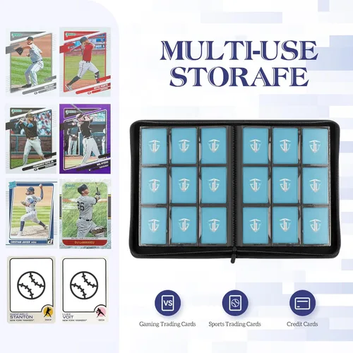 Miniatura 4 de Carpeta de Tarjetas de Intercambio, Álbum de Tarjetas con 9 Bolsillos de Carga Lateral Puede Contener hasta 540 Tarjetas, Carpeta con Cierre