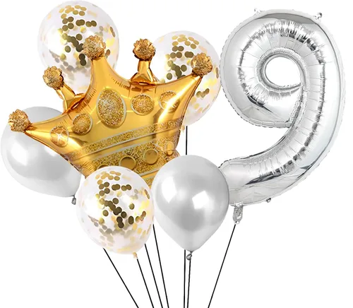 Miniatura 2 de Globos de números plateados de 40 pulgadas, globos de números de papel de aluminio Mylar con helio para cumpleaños, globo número 9 para fiestas