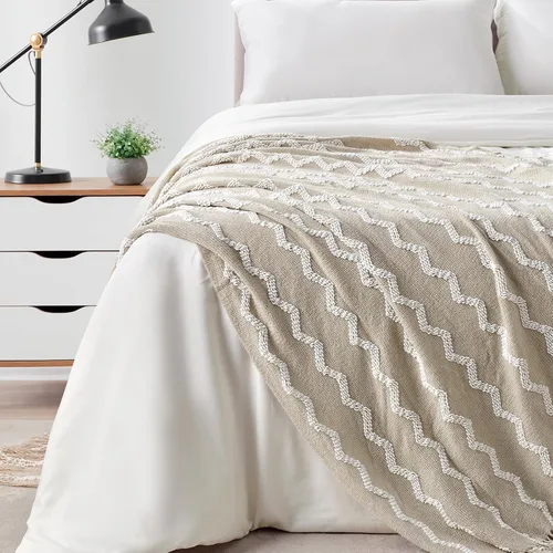 Miniatura 3 de Bourina - Manta de chenilla de punto, ligera, suave, acogedora, para cama, sofá, silla