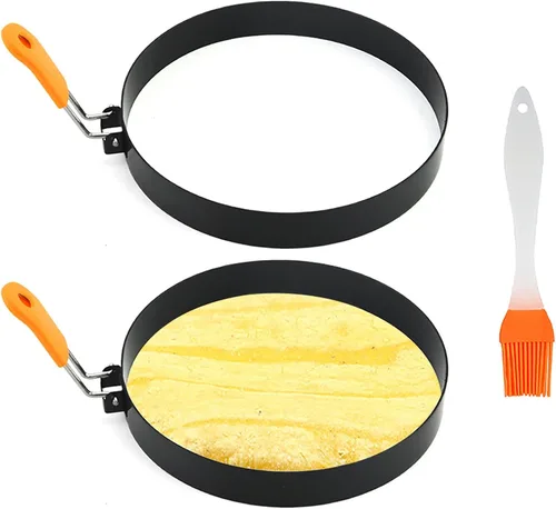 Miniatura 11 de Juego de 4 anillos de huevo antiadherentes de 3.5 pulgadas, construcción de acero inoxidable con mango estilo pestaña incorporada 4pcs 3.5inch