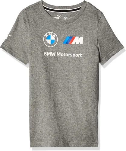 PUMA Niños Niños BMW MMS Essentials Logo Crew Cuello Camiseta Atlética Manga Atlética Tops Casual - Gris - Talla M, Gris