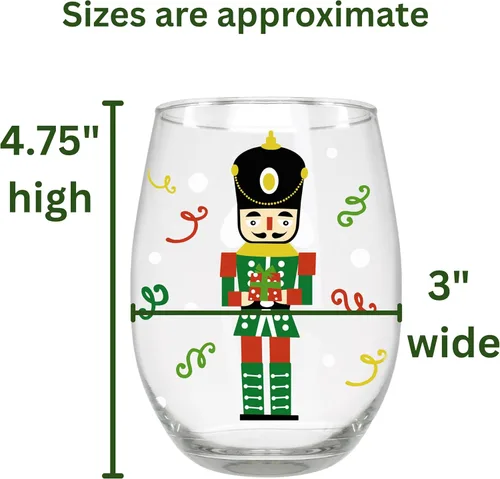 Miniatura 5 de BANBERRY DESIGNS Cascanueces - Decoración navideña - Copas de vino sin tallo - Juego de 8 - Diseño de soldado de juguete navideño - Capacidad de 20