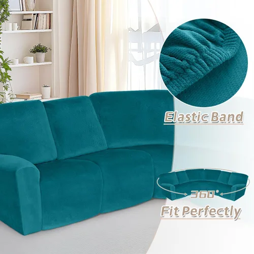 Miniatura 542 de Arfntevss Fundas de sofá seccional reclinable de terciopelo, Funda de sofá seccional de esquina para sofá reclinable, Funda elástica suave