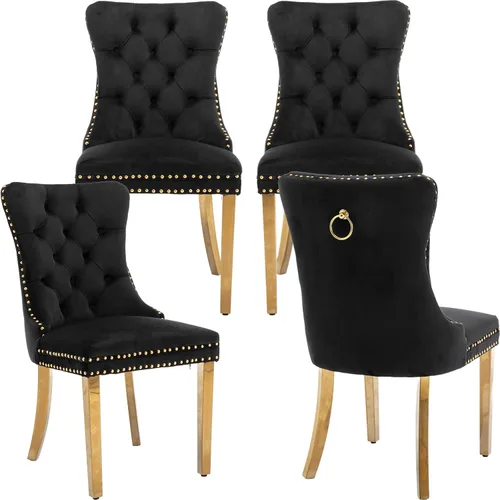 Miniatura 16 de Juego de 2 sillas de comedor modernas de mediados de siglo, sillas de cocina tapizadas de terciopelo beige, sillas de cocina y comedor, patas