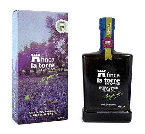 Finca La Torre Hojiblanca Aceite de oliva orgánico – Aceite de oliva español extra virgen prensado en frío – Aceite premium de Málaga, España –