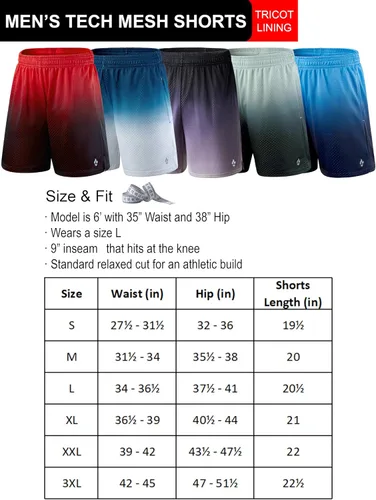 Miniatura 7 de Liberty Pro Paquete de 5 pantalones cortos deportivos para hombre, pantalones cortos de baloncesto de malla de 9 pulgadas para hombre, pantalones
