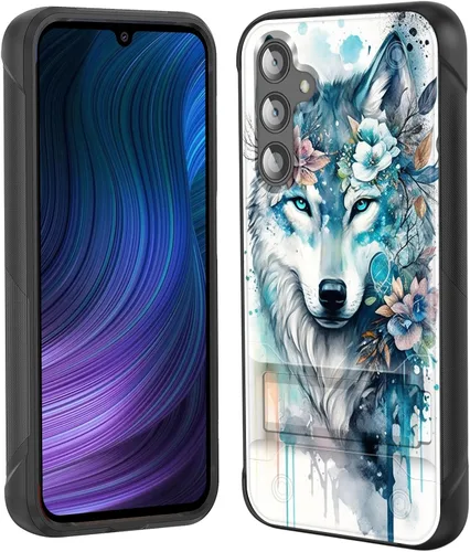 Miniatura 56 de Funda para Galaxy S24 Plus con soporte, doble capa híbrida de policarbonato duro y silicona suave, resistente a prueba de golpes, funda protectora
