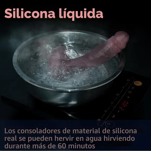 Miniatura 5 de Consolador realista negro de 9 pulgadas se siente como la piel, con una gran y fuerte ventosa para jugar con manos libres, juguetes sexuales