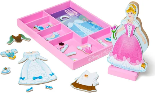 Miniatura 4 de Melissa & Doug juego de muñeca de madera y disfraz magnético de Cenicienta de Disney (+ de 30 unidades)