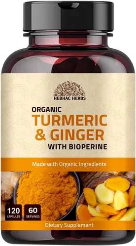 Cúrcuma jengibre con pimienta negra y jengibre 1000 mg 120 cápsulas | Suplemento de cúrcuma y jengibre con 95% de curcuminoides | Suplemento extra