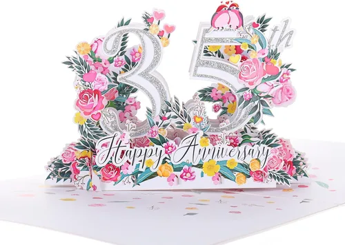 Miniatura 13 de iGifts And Cards Tarjeta desplegable 3D de 15 aniversario – aniversario de boda de 15 años para pareja, recuerdo romántico para marido, esposa