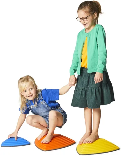 Miniatura 5 de GONGE River Stones - Las piedras originales de juego para niños para equilibrio y coordinación, fondo antideslizante, apilables, para interiores