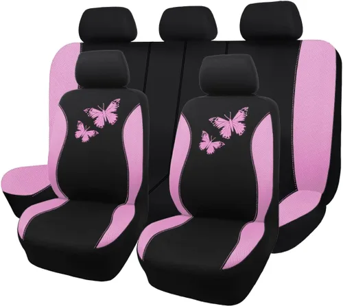 Miniatura 18 de Flying Banner - Juego completo de fundas para asiento de automóvil Butterfly, estilo universal de moda para mujer, para banco trasero (divisible)