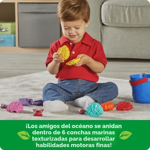 Miniatura 3 de Learning Resources Ocean Emotions Seashells, figuras de animales del océano, juego de playa, juguetes de arena, juguetes sensoriales, cubo