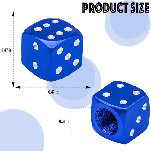 Miniatura 2 de 4 tapas de vástago de válvula de neumático estilo dado, con anillo de goma O, cubiertas universales de aleación de aluminio a prueba de polvo