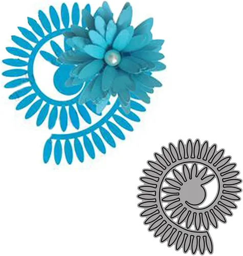 Miniatura 8 de Troqueles de metal de flores en espiral 3D, guirnalda de flores de margarita, plantillas cortadas para manualidades, álbumes de recortes, fotos