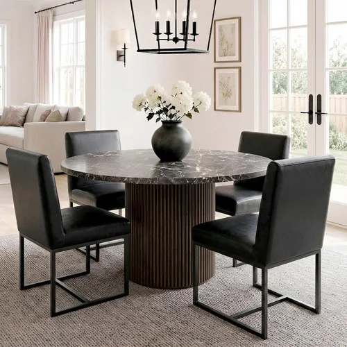 Miniatura 20 de HNY Juego de 2 sillas de cocina modernas, silla de cocina y comedor de cuero PU, silla de comedor tapizada silla auxiliar con marco de metal