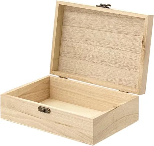 Miniatura 3 de Paquete de 6 cajas de madera sin terminar con tapa, caja de madera para proyectos de arte de bricolaje (8.3 x 6 x 2.7 pulgadas)