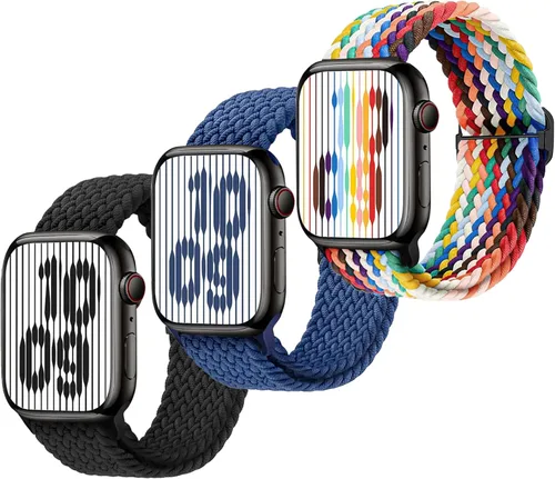 Miniatura 10 de Correa elástica trenzada compatible con Apple Watch Series 11/10/9/8/7/6/5/4/3/2/1 SE3/2/1 de 1.496 pulgadas, 1.575 pulgadas, 1.614 pulgadas, 1.654