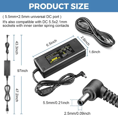 Miniatura 2 de Adaptador de fuente de alimentación de 12V 10A 120W Convertidor de CA a CC 100-240V a CC 12 voltios 10Amp Transformador de potencia de conmutación