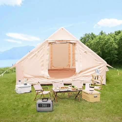 Miniatura 12 de Inflatable Tent with Pump, Glamping Tents for 4-6 Person, Easy Setup 4 Season Outdoor Tent, Water-Proof Luxury Glamping with 12 Mesh Window