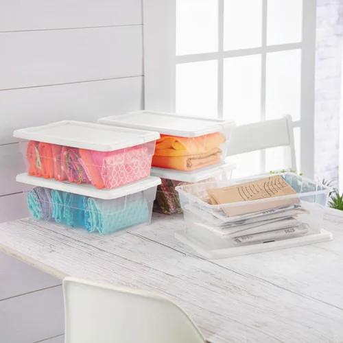 Miniatura 6 de Sterilite - Paquete de 12 cajas de almacenamiento apilables con tapas a presión; contenedor organizador de plástico resistente para armario, baño