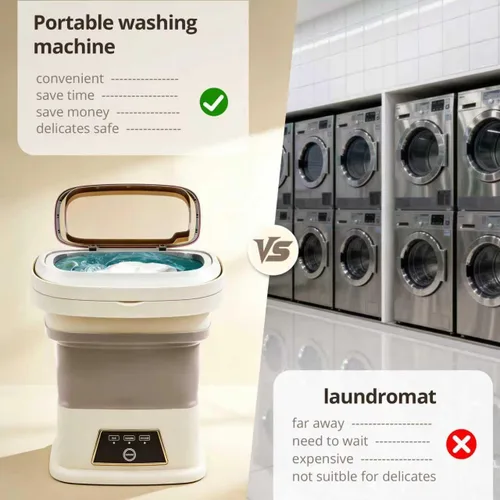 Miniatura 8 de Lavadora portátil, 16L mejorada con cesta giratoria, pequeña lavadora portátil para ropa interior, ropa delicada y ropa ligera, adecuada