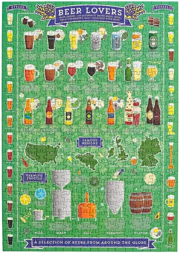 Miniatura 2 de Ridley's Rompecabezas de 500 piezas para amantes de la cerveza, rompecabezas de cerveza con imagen informativa, tubo de almacenamiento resistente
