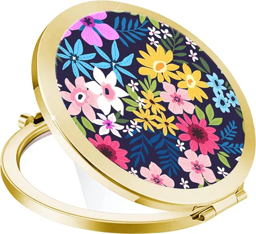 Miniatura 33 de Espejo compacto para mujeres, mini espejo redondo de maquillaje de viaje de bolsillo, bonito espejo de bolsillo plegable portátil pequeño para Flor