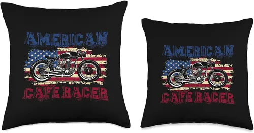 Miniatura 3 de American Cafe Racer Motorcycle Apparel and Merch American Cafe Racer Biker Men Women Adult Teens Boys Girls Throw Pillow, 16x16, Multicolor