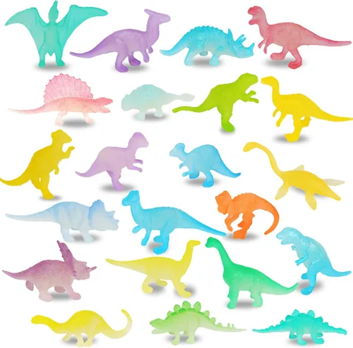 Mini dinosaurios, 44 piezas que brillan en la oscuridad figuras de dinosaurios para niños, recuerdo de fiesta de dinosaurios, decoración de tarta,