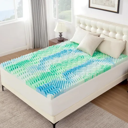 Miniatura 9 de SOOSLEEPY Cubrecolchón de espuma viscoelástica de 3 pulgadas y 7 zonas, tamaño individual, con infusión de gel refrigerante, para aliviar la presión