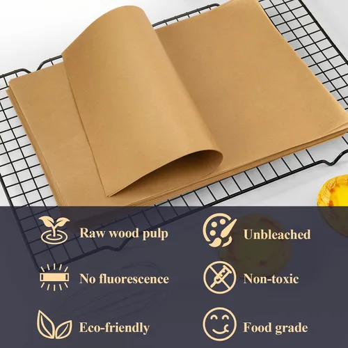 Miniatura 5 de DISSKNIC 200 piezas de papel pergamino sin blanquear para forros de freidora de aire, papel pergamino precortado de 9 x 13 pulgadas para hornear