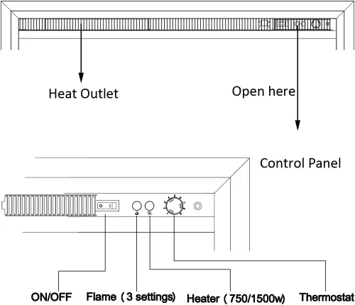 Miniatura 4 de RICHFLAME Gavin 23 Pulgadas Chimenea Eléctrica de Inserción con Tronco y Altavoz, Diseñada para Montaje en Pared, Apertura para Quema de Madera